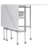 Sew Ready Mobile Folding Height Adjustable Quilting Fabric Cutting Table with Sewing Board Grid and Storage in Silver/White Top