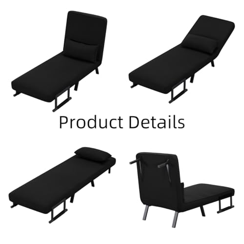 3 in 1 Sleeper Sofa Bed, Futon Sofa Bed for Living Room with Side Pocket, Black Sleepers Sofa Couch with Pullout Bed, Convertible Love Seat Sleepers Bed for Living Room, Bedroom, Small Space - Image 55