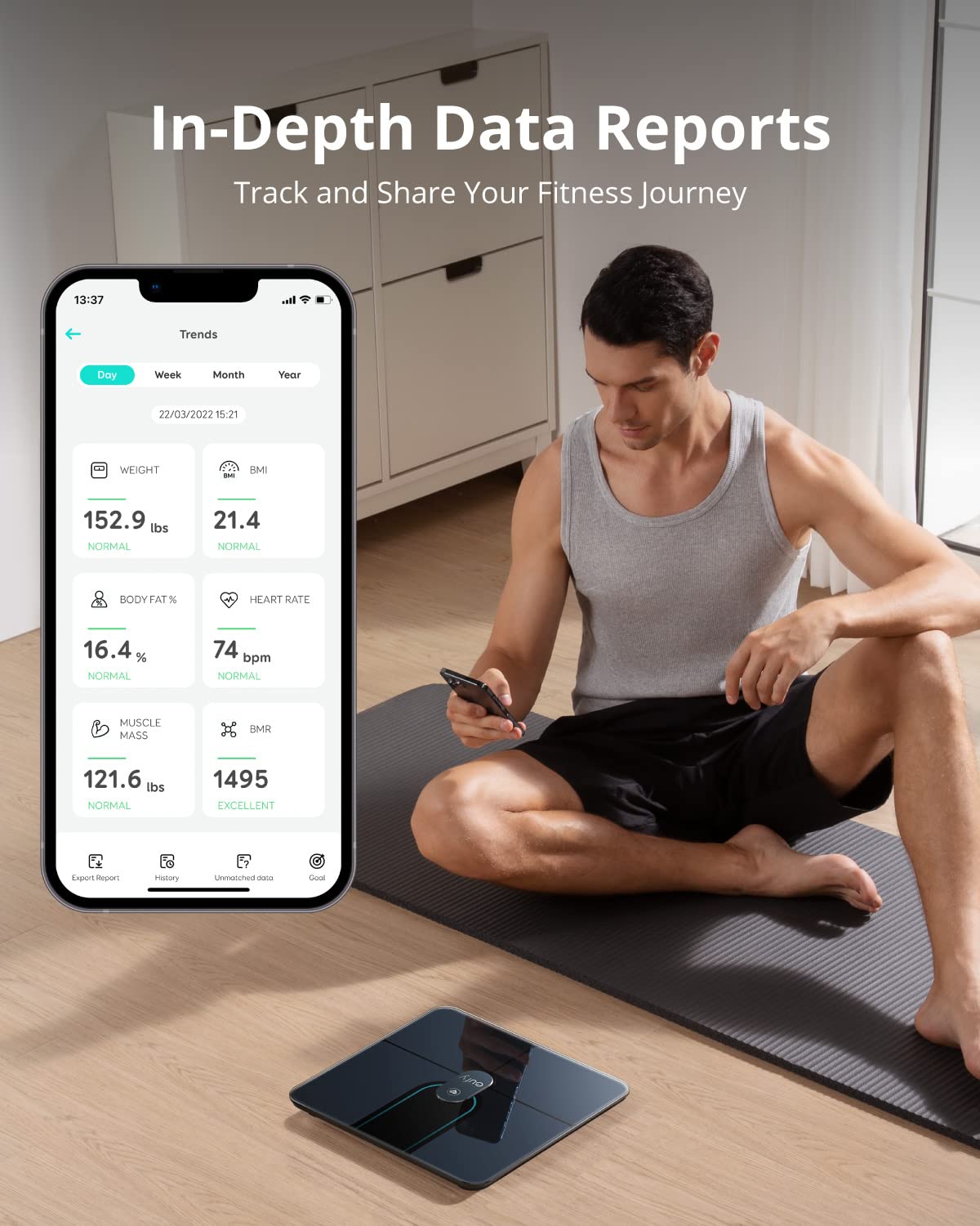 eufy Smart Scale P2 Pro, Digital Bathroom Scale with Wi-Fi Bluetooth, 16 Measurements Including Weight, Heart Rate, Body Fat, BMI, Muscle & Bone Mass, 3D Virtual Body Mode, 50 g/0.1 lb High Accuracy Pack of 2 - Image 5
